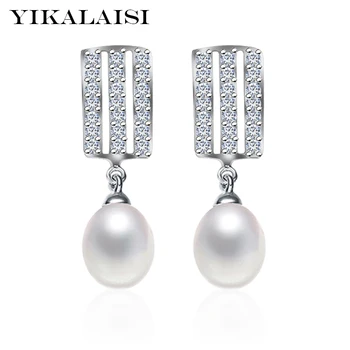 

YIKALAISI 925 sterling Silver Jewelry for women natural freshwater pearl jewelry 8-9mm AAAA pearl earrings