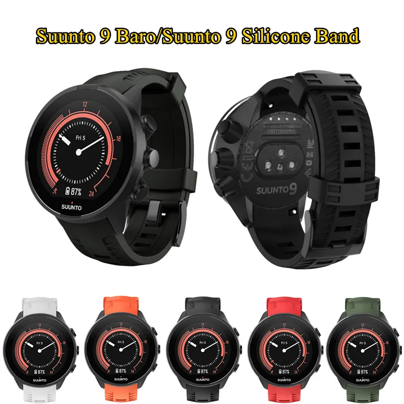 Для Suunto 9/Suunto 9 Brao открытый силиконовый ремешок для часов Ремешок с черной пряжкой быстросъемная резиновая Замена для Suunto 9/9 Brao