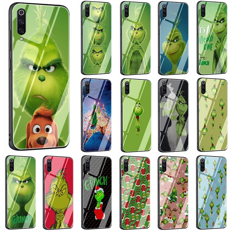 

Green Grinch Tempered Glass phone case for Xiaomi 8 Lite 9 A1 A2 Redmi 4X 6A Note 5 6 7 Pro F1