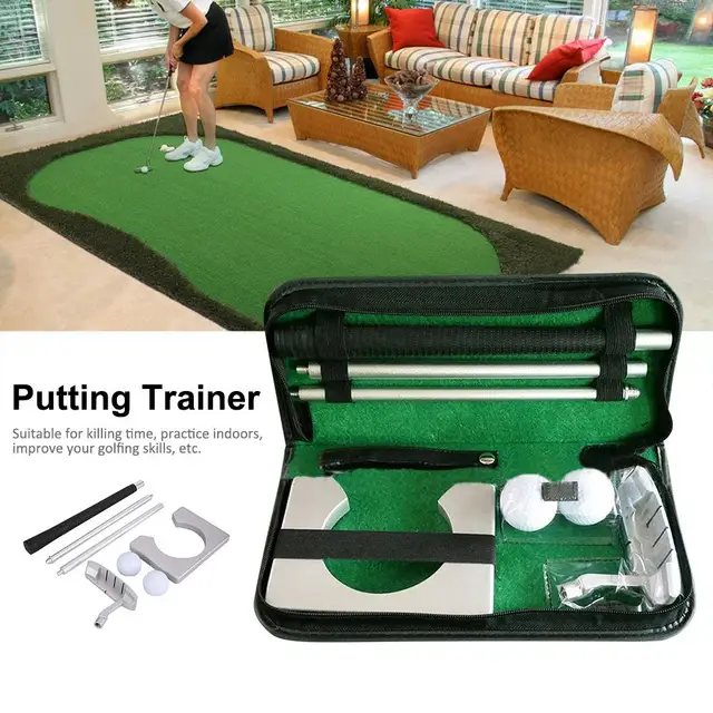 US $21.81 Portable Golf Putter Putting Trainer Set Indoor Training Equipment Golfs Ball Holder Training Aids 