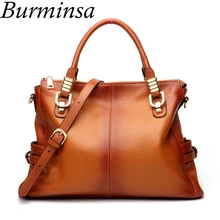 Burminsa Сумки из натуральной кожи женские ретро большие коричневые сумки через плечо женские сумки Хобо-мессенджеры зима подарок на год