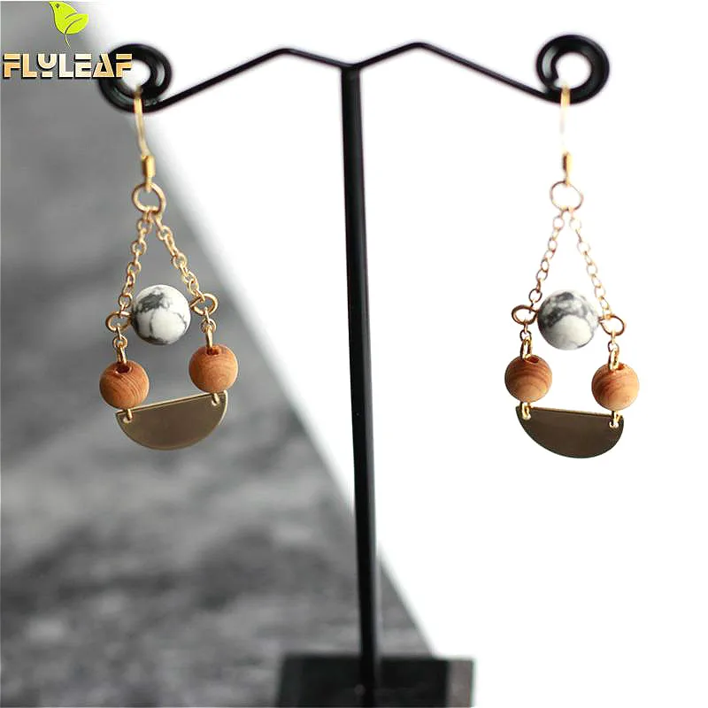 

Flyleaf 925 Sterling Silver Bead Drop Earrings For Women High Quality Gold Long Dangle Statement Earings Fashion Jewelry Party