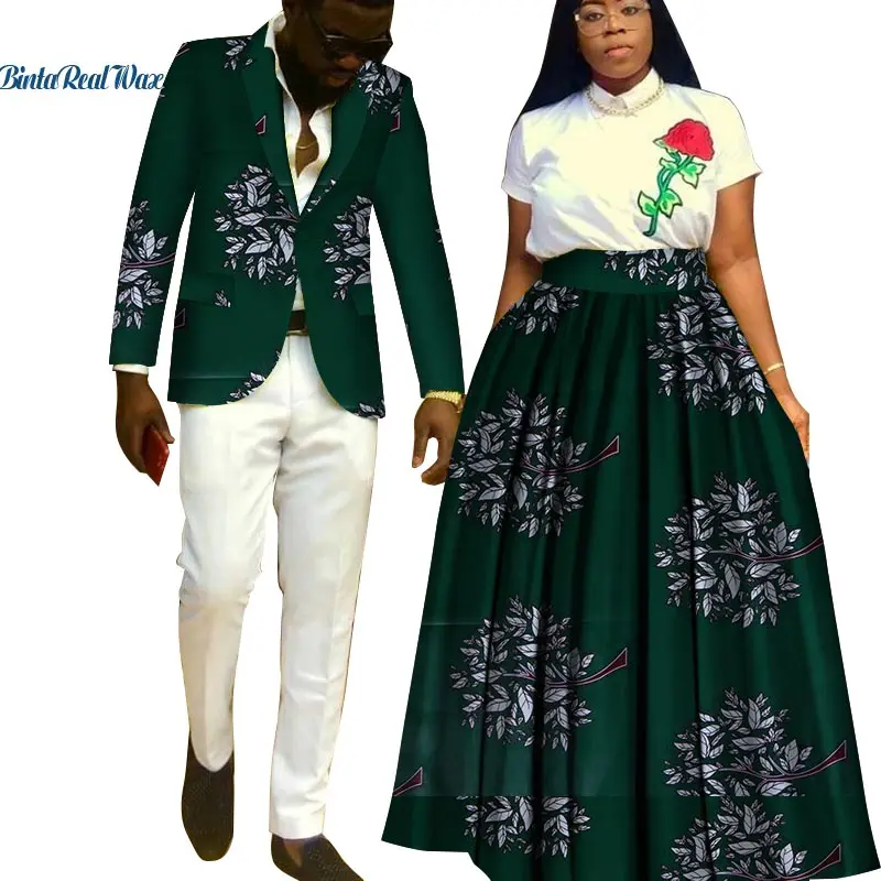 Одежда для влюбленных пар, африканская юбка-пачка с принтом для женщин, Bazin Riche, мужская куртка, Блейзер, 2 штуки, одежда в африканском стиле, WYQ204