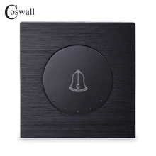 US $7.23 45% OFF|Coswall Luxurious 1 Gang Doorbell Switch Push Button Wall Switch Knight Black Aluminum Brushed Metal Panel-in Switches from Lights &amp; Lighting on Aliexpress.com | Alibaba Group
