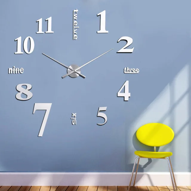 diy 3d wall clocks mirror face acrylic numeral wall sticker clock