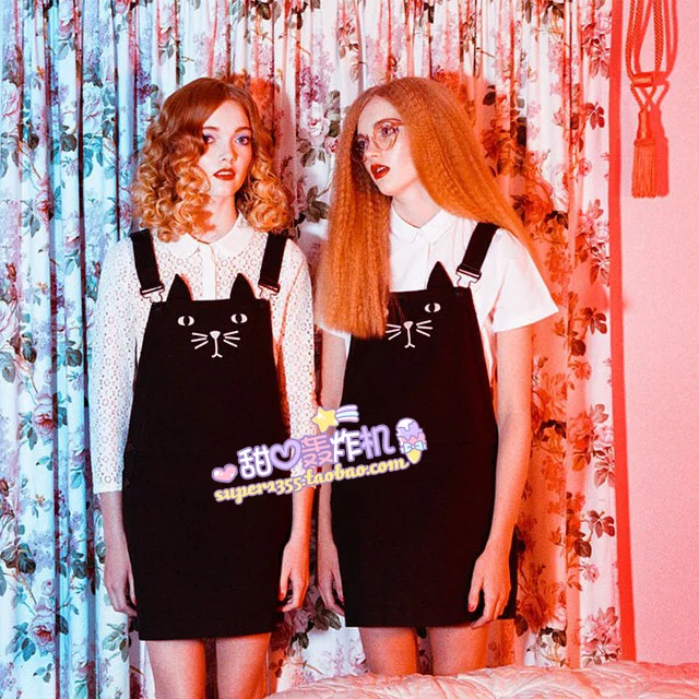 

Free Shipping 4 sizes Lazy oaf adams HARAJUKU gothic hard soft cat suspenders one-piece dress