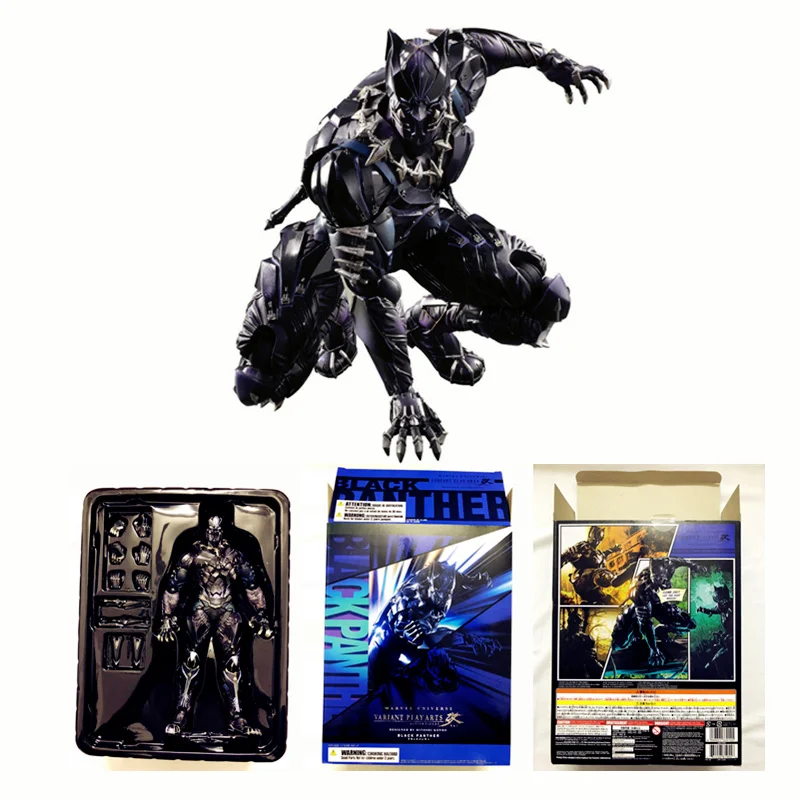 

Anime Figurines Black Panther Action Figure with Weapon Movable Joint Super Hero Model Doll Chancery Toys for Boys Brinquedos