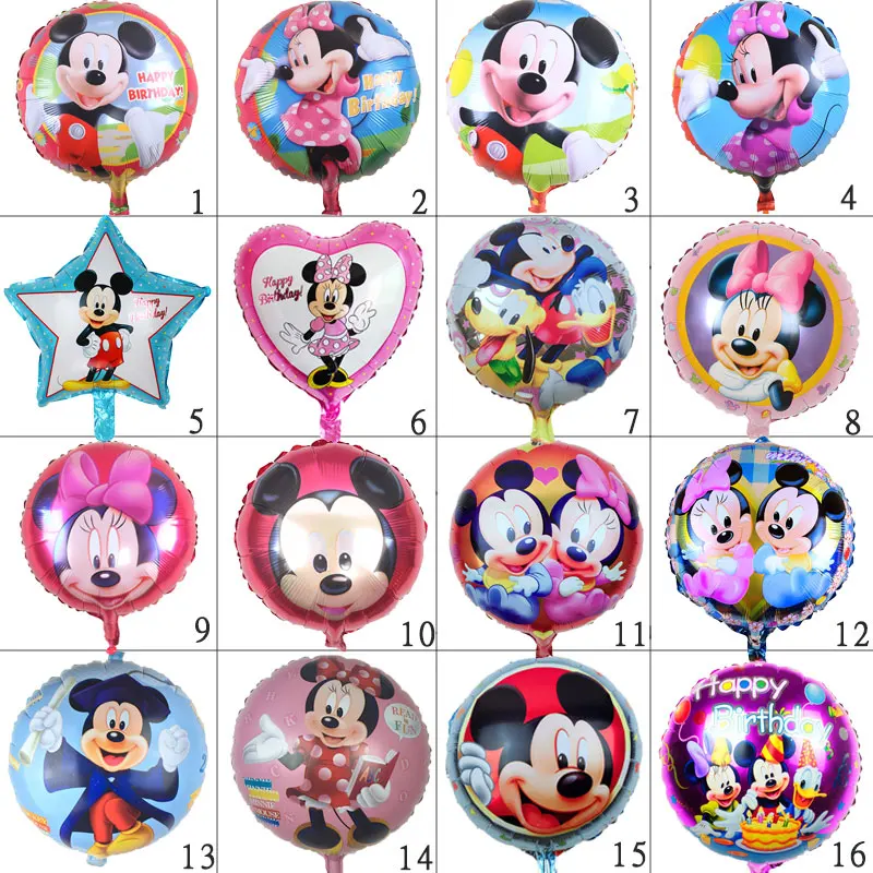 

free shipping 1PC 18-inch Mickey Minnie Mouse balloon Helium inflatable balloons birthday party decorations kids toy globos