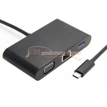 

CY USB-C USB 3.1 Type-C to Audio & USB OTG & Gigabit Ethnernet & VGA & Female Charger Adapter for Laptop