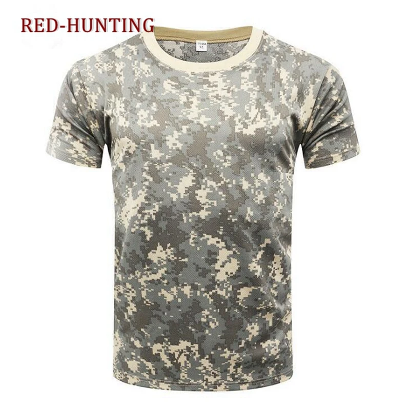 Tactical Military Camouflage T-shirt Men Breathable US Army Combat T Shirt Quick Dry Camo Outwear Camp Tees sport t shirt