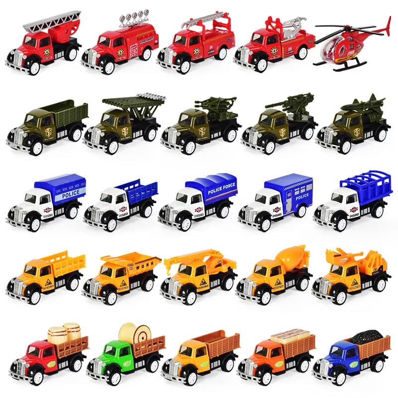 

1:55 Farmer Car Truck Alloy Model Toys Five Set Engineering Military Fire Kids Diy Scooter Toys For Children Gifts