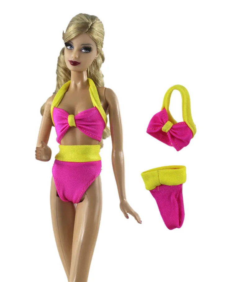NK One Pcs Princess Doll Swimwear Swimsuits Summer Beach Bathing Bikini Dress For Barbie Doll Accessories Toys JJ 6X - Color: Not Include Doll E