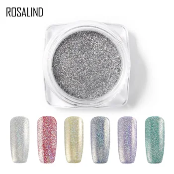 

ROSALIND Holographic Dust Silver Color Effect Nail Glitter For Nail Manicure Design Semi Permanent Gel Polish Magic Powder
