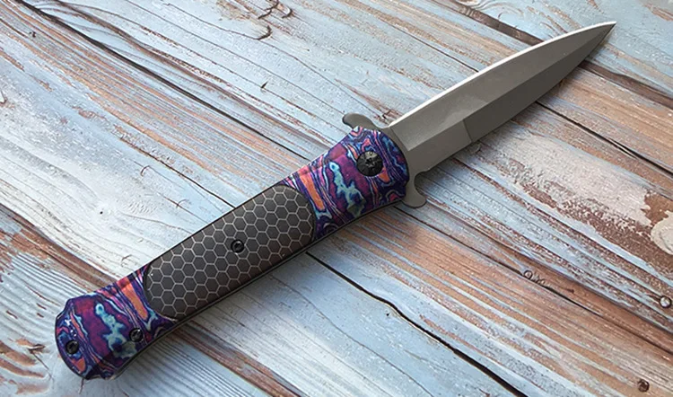 HS Tools нож стиль складной нож черный тактический быстрый Открытый Дикий выживания титановое покрытие карманный нож с задним зажимом - Цвет: Черный