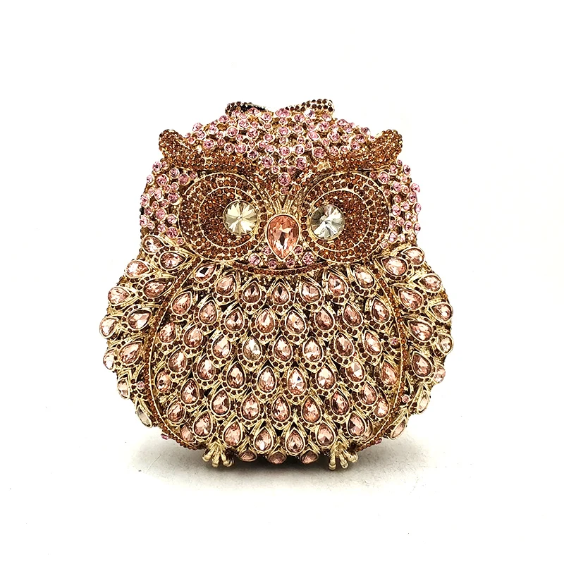 Fashion design clutch women evening party bag diamonds owl bird shape crystal purses bridal wedding party crystal clutches