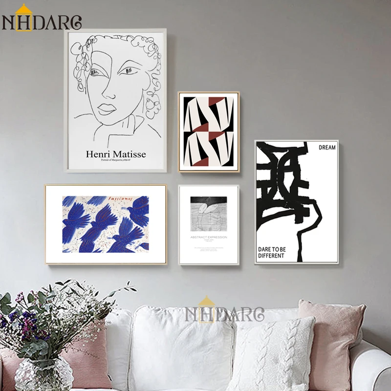 Matisse абстрактная Ретро мода современная линия эскиз плакаты и принты настенные художественные картины на холсте для домашнего декора Декор для гостиной
