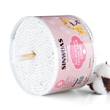 500 шт Двусторонняя здоровая хлопковая щеточка для чистки ватный тампон макияж глаз и губ для удаления макияжа ватный тампон для ушей ватный тампон