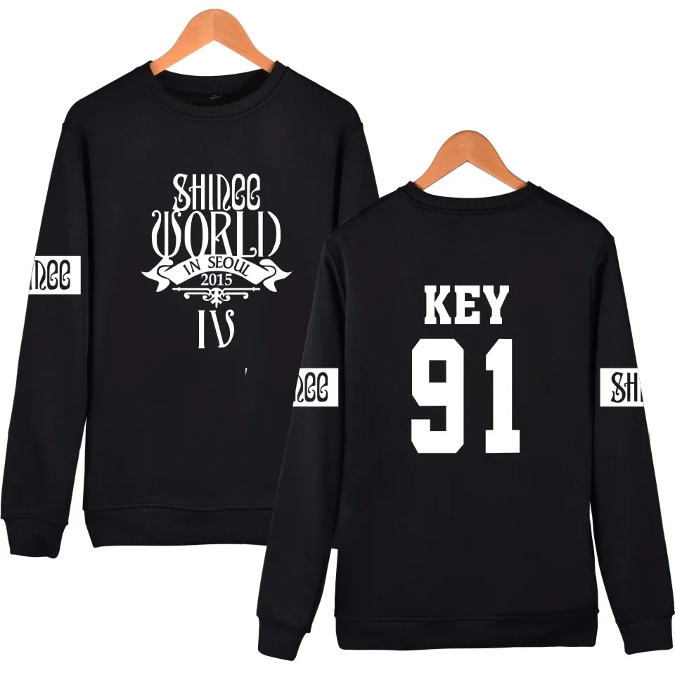 WEJNXIN Shinee Kpop Fans поддерживающие толстовки для женщин и мужчин Унисекс Пуловер С Круглым Вырезом Флисовая Толстовка Harajuku Розовая Толстовка - Цвет: 91KEY b