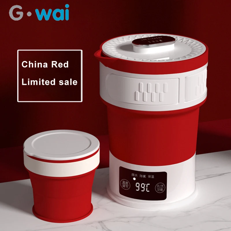 

Folding Electric Kettle Portable Kettle Compression Travel Hidden Handle Mini Insulation Pot Temperature Adjustment 100-240V
