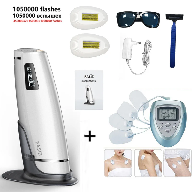 White Set 4 1050000 раз 3в1 IPL лазерный эпилятор для удаления волос ЖК-дисплей Фотоэпилятор лазерный постоянный депилятор бикини триммер электрический депиляция - Цвет: White Set 4