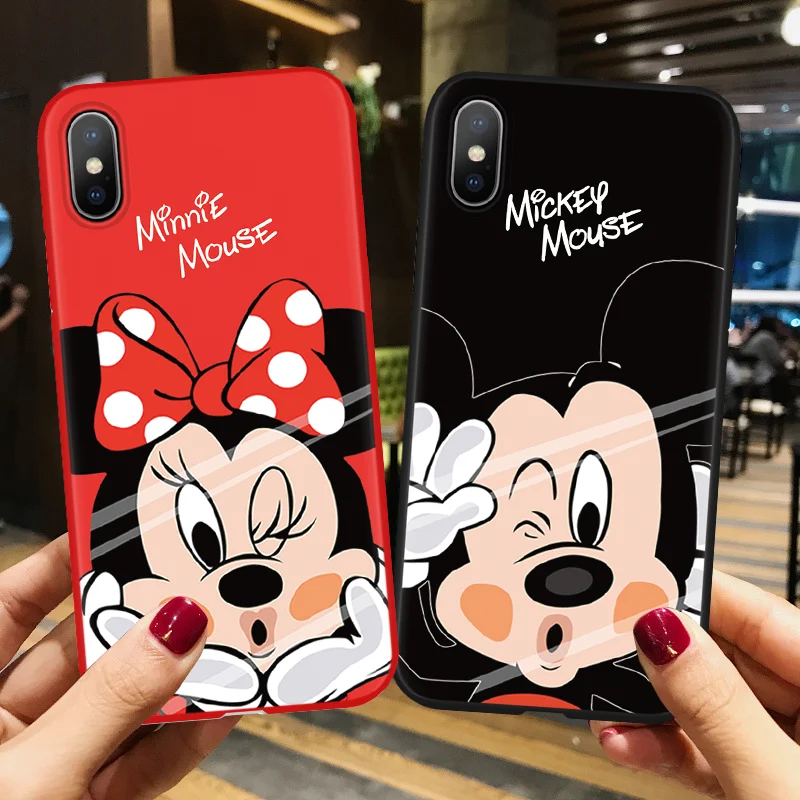 

TPU Cases For iPhone 6 6S 7 7Plus 8 8Plus X XR XS Max Cartoon Minnie Mickey Mouse Silicone Cover For iPhone 7 Phone Case Luxury
