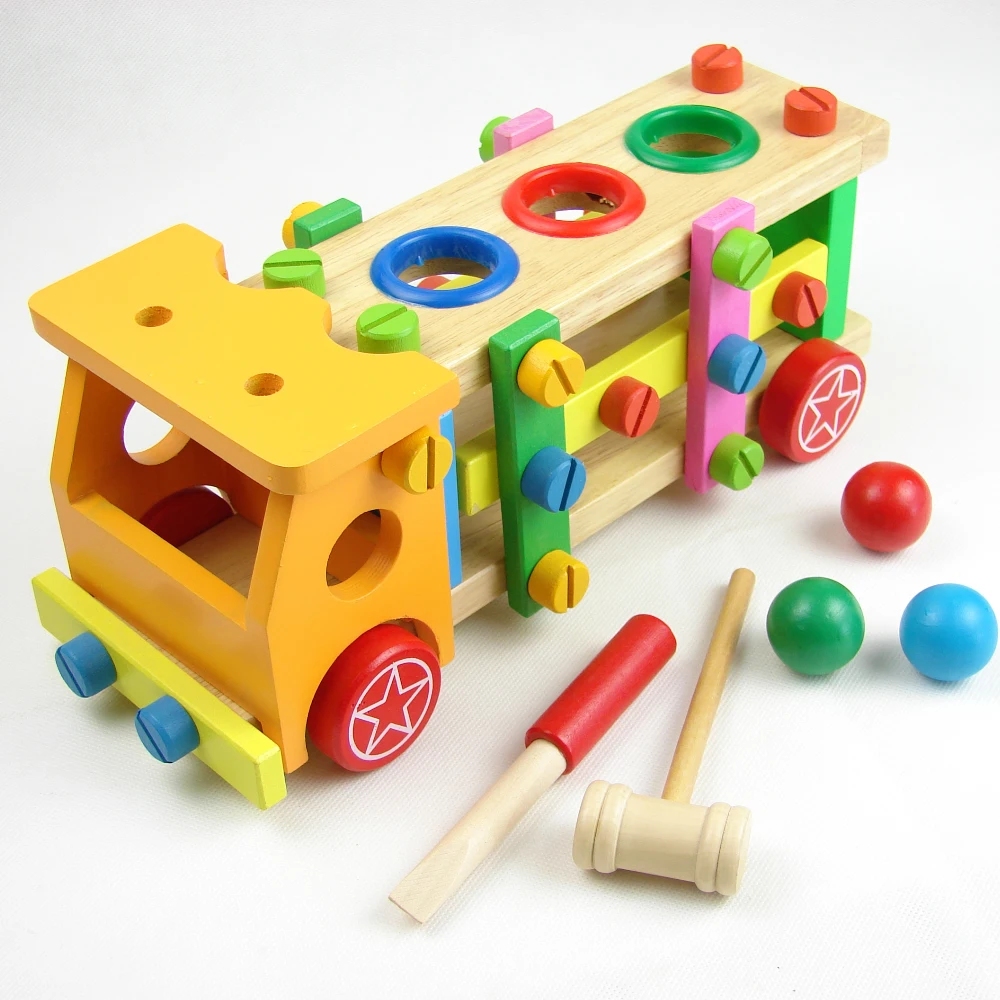 Free Shipping!Baby toys Knocks the Ball Screw Vehicle Educational toys