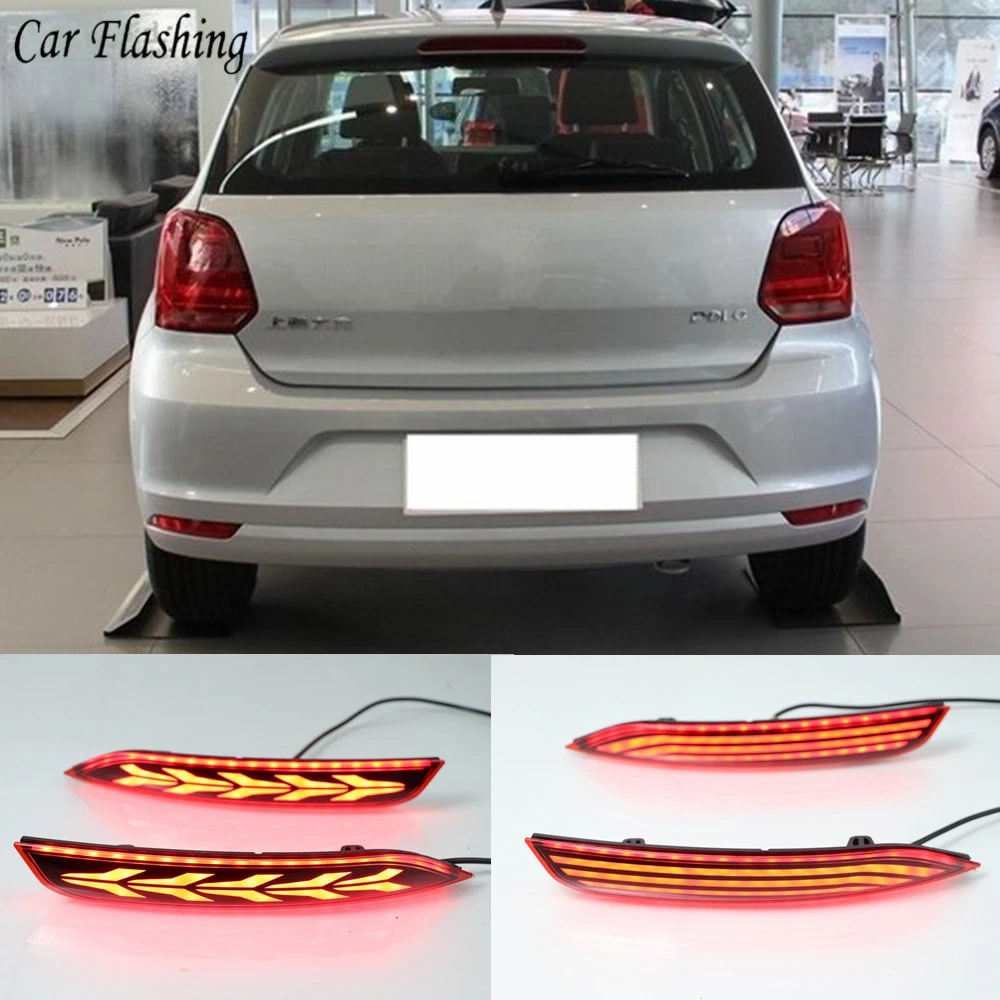 1 комплект для Volkswagen Vw Polo 2014 2015 2016 2017 2018 Светодиодный отражатель задний