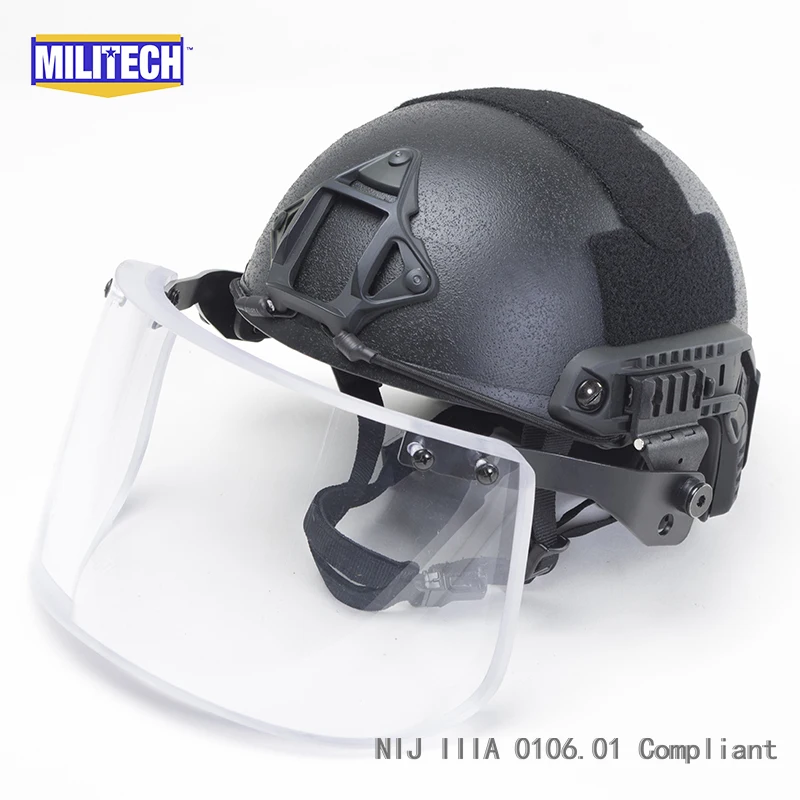 MILITECH Black BK Deluxe NIJ IIIA 3A 0106.01 FAST Bulletproof Helmet and Visor Set Deal Ballistic Helmet Bullet Proof Mask Pack MILITECH Black BK Deluxe NIJ IIIA 3A 0106.01 FAST Bulletproof Helmet and Visor Set Deal Ballistic Helmet Bullet Proof Mask Pack