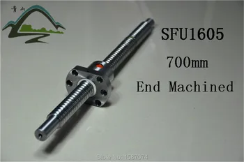 

free shipping BallScrew 1605 SFU1605 L700mm Rolled Ball screw with single Ballnut for CNC parts BK/BF12 standard end machined