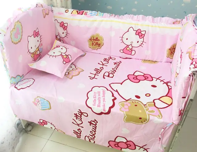 Discount 6pcs Baby Crib Bedding Set Bed Linen Cartoon Baby Cot