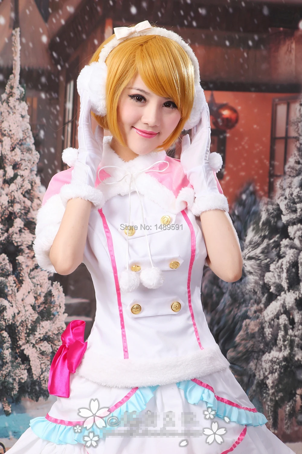 Люблю жить! Коидзуми Hanayo снег ореол форма Косплэй костюм