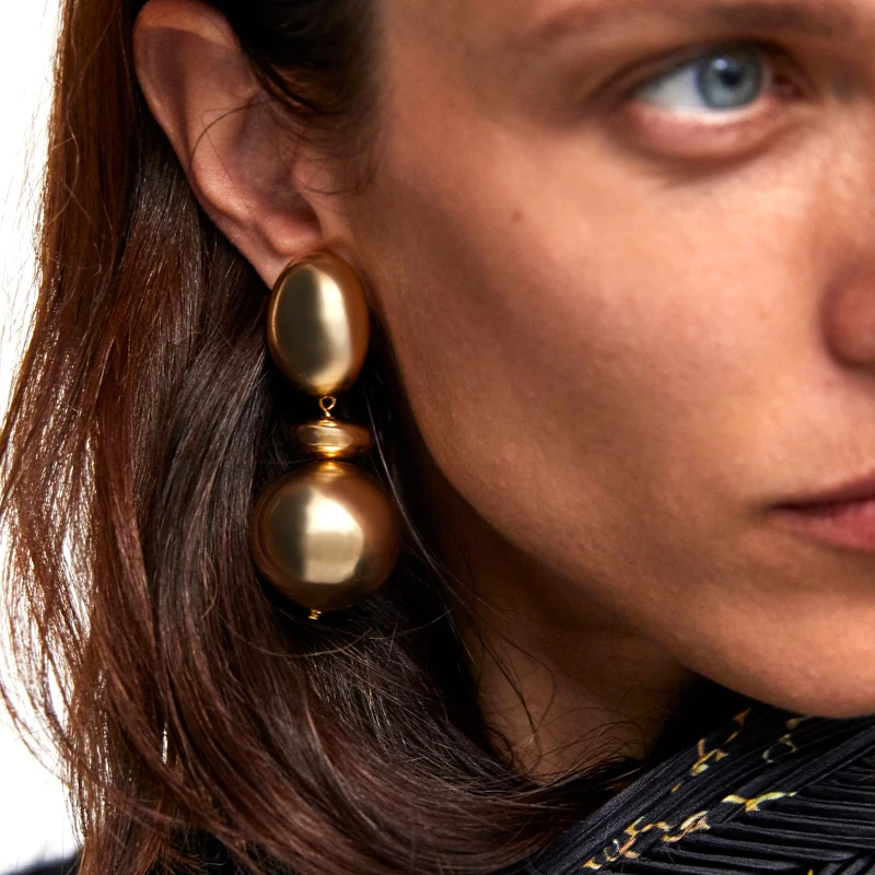

AOTEMAN Vintage Metal Balls Drop Earrings For Women party jewerlry 2019 za new design big metal earrings