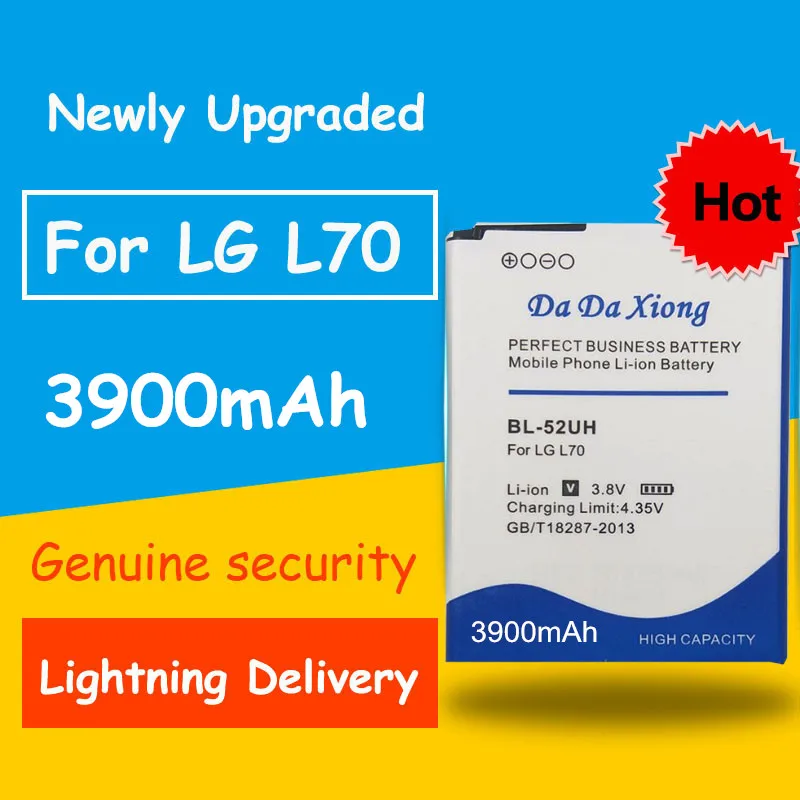 

Hot 3900mAh BL-52UH Battery for LG L70 L65 D285 D320 D325 D329 VS876 D280 D320N DUAL SIM H443 Escape 2 Spirit H422 phone battery