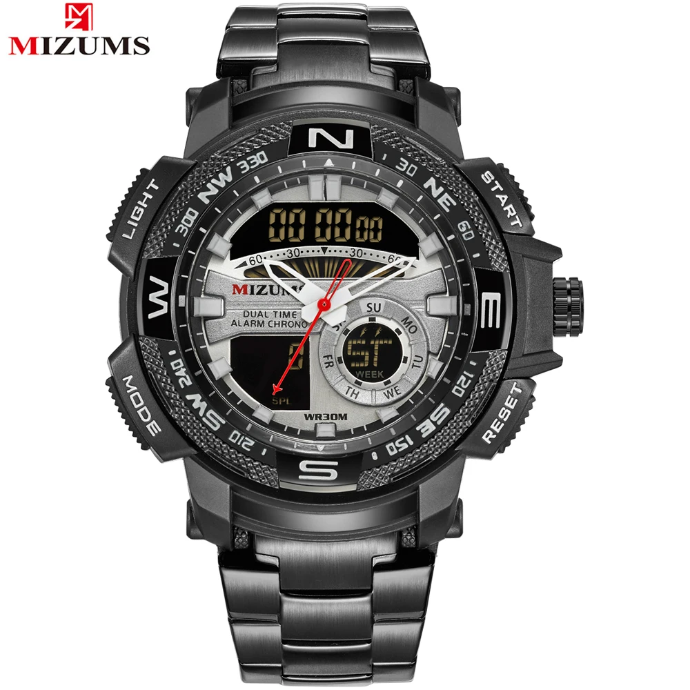 

2018 Top Brand Men's Sport Watch Water Resistance Fashion Dual Movement Digital LED Calendar Alarm Quartz Men's Military Watch