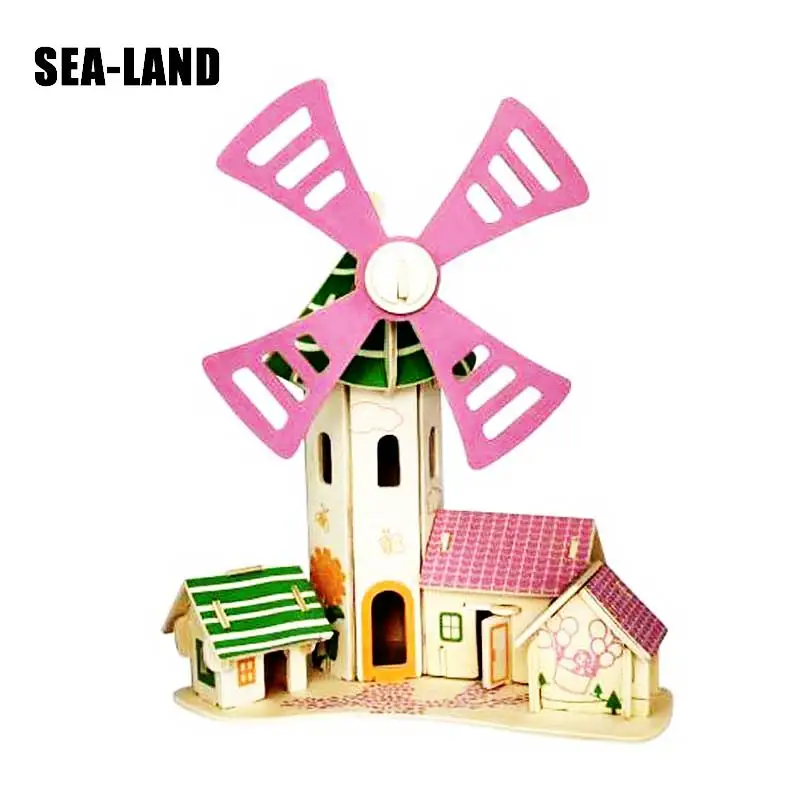 

Kids Toys Wooden 3D Puzzle For Children Windmill Lodge Montessori Educationaly Diy Toy Challenge Wisdom A Gift For Kids Or Adult