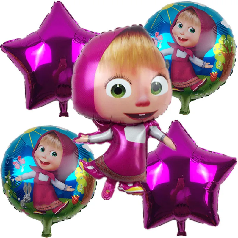 

Free Shipping 5Pcs Masa Foil Balloons Large Masa Bear Balloons Baby Happy Birthday Party Supplies Masa Balloons Kid Toys