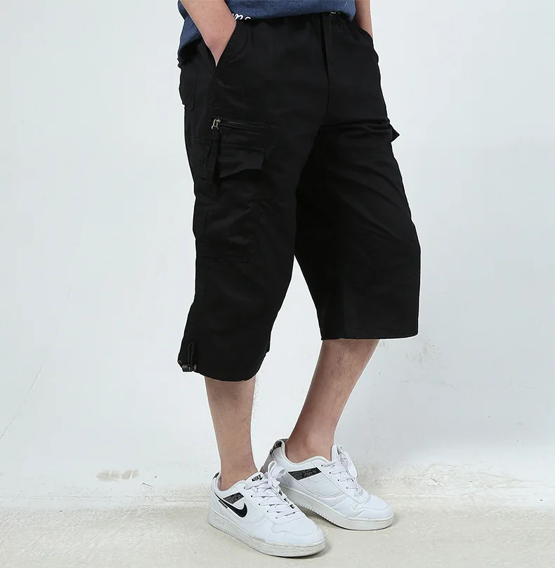 Для мужчин s хлопковые шорты в стиле кэжуал летние мужские армейские брюки-Карго короткие штаны шорты в уличном стиле с карманами 3/4 шорты