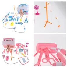 Детский набор игрушек доктора медсестры, чехол для переноски лекарств с куклой, светильник, набор игрушек доктора синего/розового цвета для детей