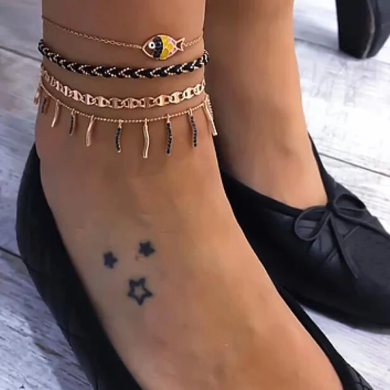Tocona Punk Boho Gold Chain Fish Crystal Tassel Knitting Rope Multi Layer Anklet for Women Party Bracelet Foot Jewelry 8100 Tocona Punk Boho Gold Chain Fish Crystal Tassel Knitting Rope Multi Layer Anklet for Women Party Bracelet Foot Jewelry 8100