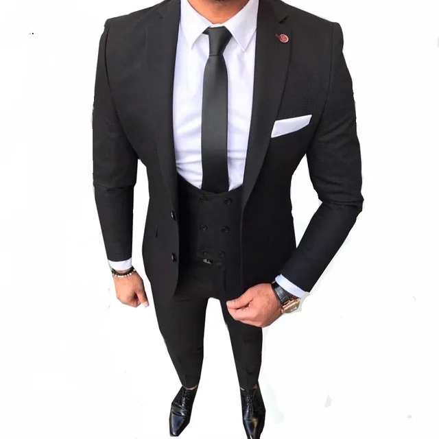 

Men Wedding Suits 2019 New Brand Design Real Groomsmen White Shawl Lapel Groom Tuxedos Mens Tuxedo Wedding/Prom Suits 3 pc+Vest)