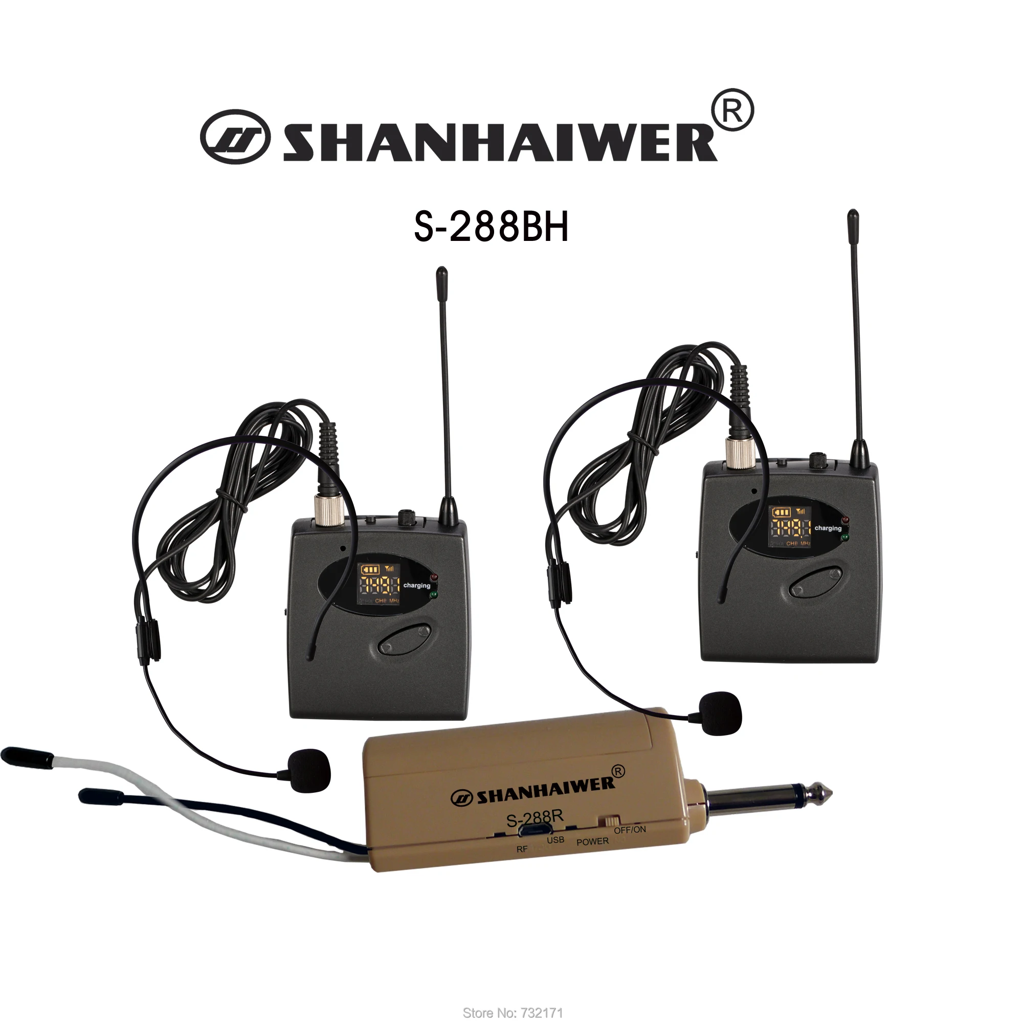 

UHF dual channel built-in lithium battery receiver and transmitter 48 frequency point automatic FM portable wireless microphone