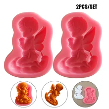 2 шт. желая модель ангела набор для работы с мастикой «сделай сам» формы для выпечки торта Декор силиконовые формы TE889