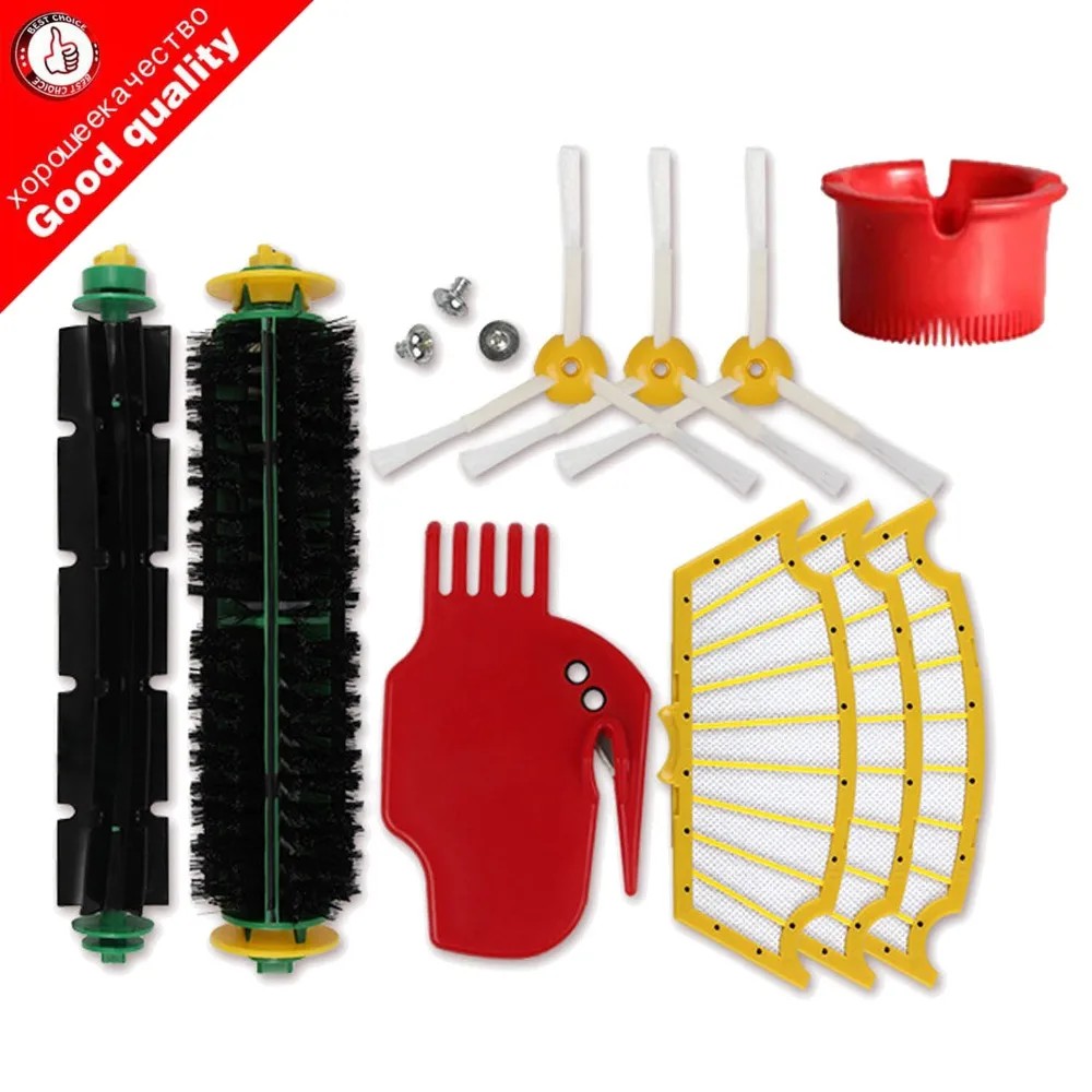 

3pcs sidebrush +3x HEPA filter+Bristle Brush +Flexible Beater Brush kit For iRobot Roomba 500 Series 530 550 570 Cleaner parts