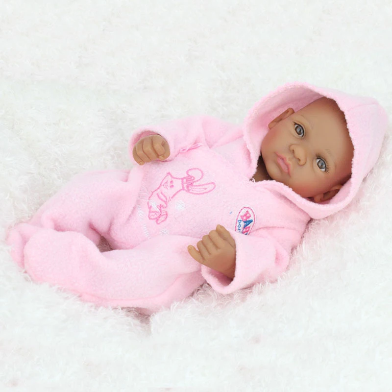 10 &quot28 см мини куклы reborn baby черный полный силиконовые тела мягкие Реалистичные