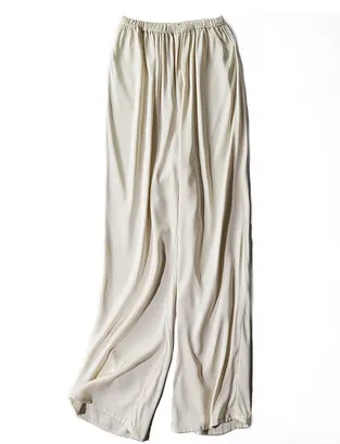 Casual Nueve Amplia Cintura Polvo 2019 Beige De En Cuero Pantalones Pierna Seda Suelta Minutos pYqBBxS