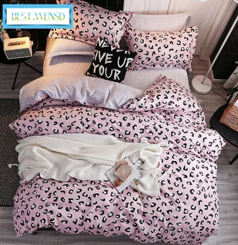 

BEST.WENSD Queen size bed sheets set bedclothes for bedroom Winter Cotton Bedding flat bedspread Princess Bed Pink duvet set