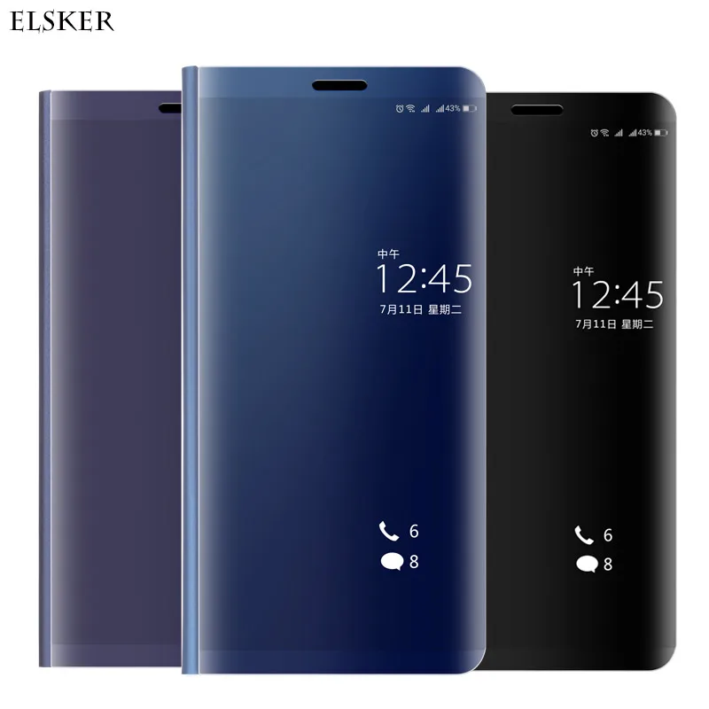 Умный прозрачный зеркальный чехол для Huawei P20 Lite P10 P8 P9 2017 откидной Чехол Mate 10 Honor V10 9