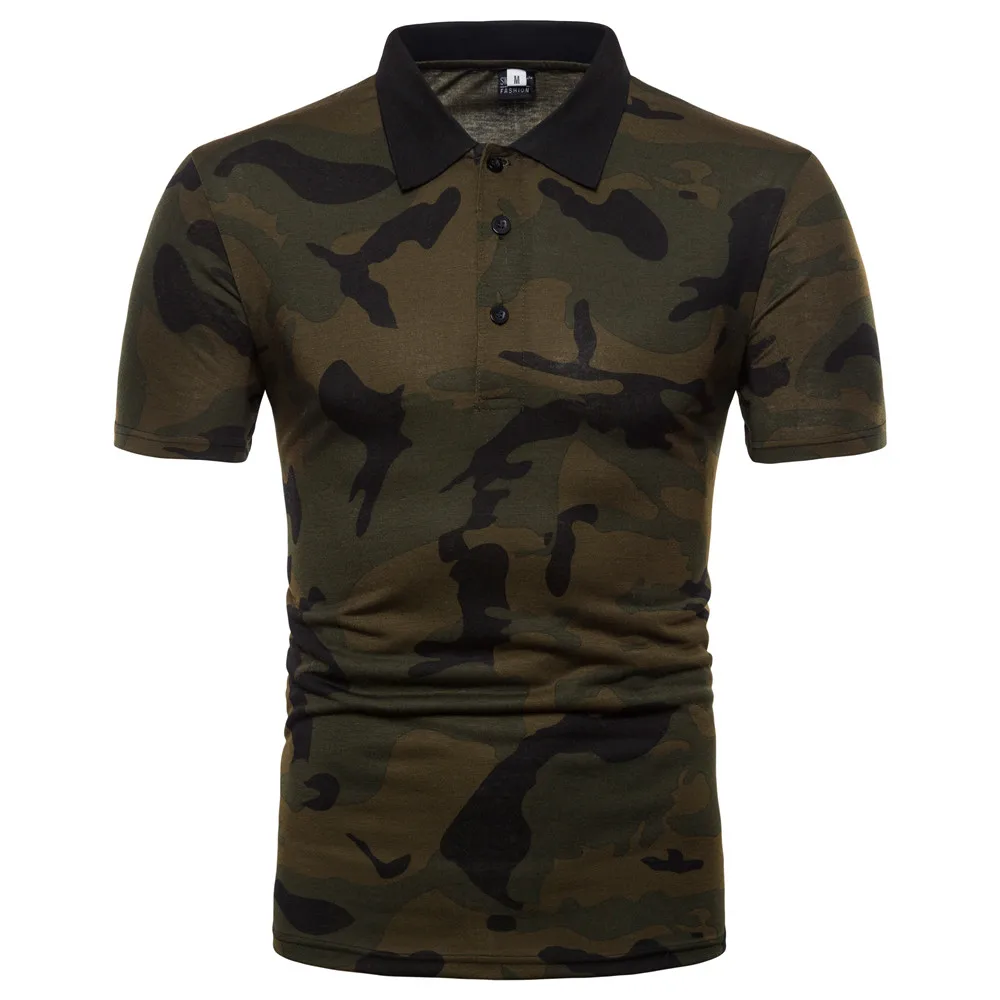 

2019 Fashion New Summer Camouflage Mens Polo Shirt Outdoor Sport 2 Colors 5 Sizes