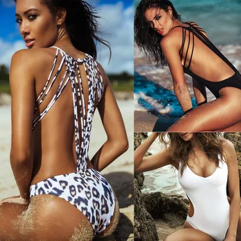 

2018 Summer New Women One Piece Swimsuit Women Swimwear Sexy Bandage Backless Bathing Suit Push Up Padded Swimming Wear