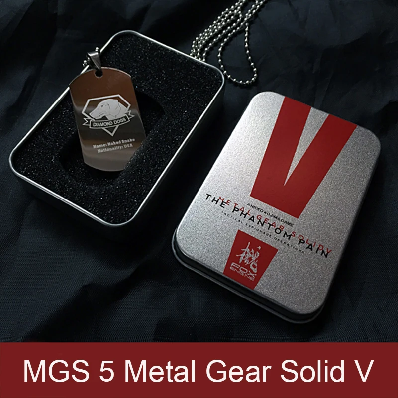 

MGS 5 Metal Gear Solid V The Phantom Pain Two Sided Dogs Of War Fox Unit Venon Snake Logo Metal Dog Tag Pendant Necklace